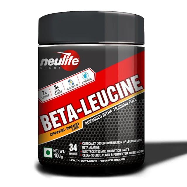 NEULIFE BETA-LEUCINE Powder Keto BCAA Supplement with 4X Leucine & Beta Alanine 400g (Orange-Mango)