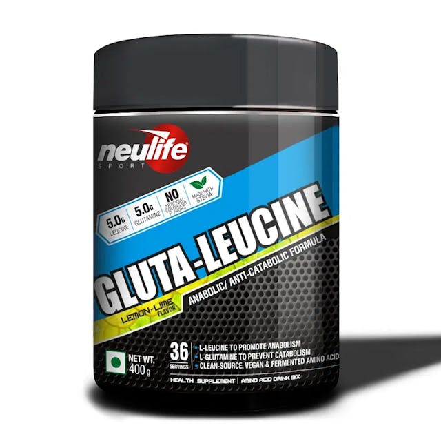NEULIFE GLUTA-LEUCINE Leucine + Glutamine Powder BCAA Supplement 400g (Lemon-Lime)
