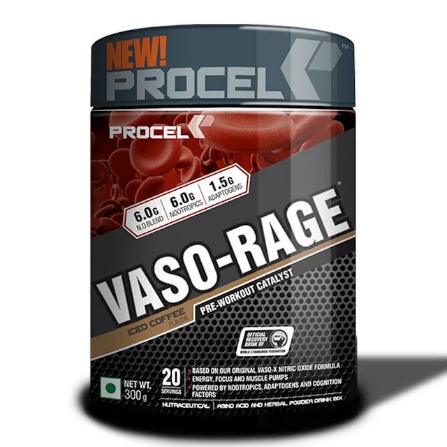 NEULIFE (Procel) VASO-RAGE Extreme Pre-Workout Catalyst w/Vasodilators, Nootropics & Adaptogens 300g (Iced Coffee)