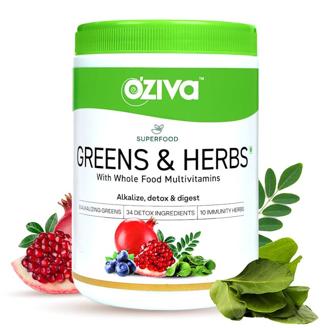 Oziva Superfood Greens & Herbs With Whole Food Multavitamins| Metabolism, Detox & Digestion, Brain & Heart Health 250G