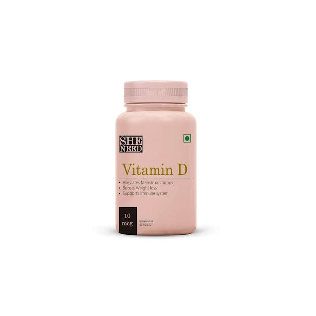 SheNeed Why Not Vitamin D3 Supplement (10 mcg) - Helps in Alleviating Menstrual Cramps & Support Immune System - 60 Tablets 