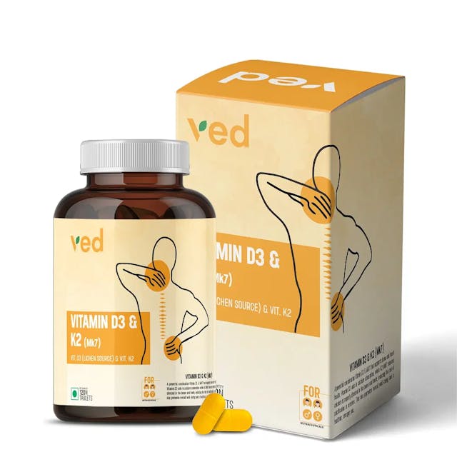 VEDayu Vitamin D3 K2 MK7 | Plant Based Veg Vitamin D3 Supplement Lichen Source with Vitamin K2 MK7 Menaquinone - 120 Veg Tablets