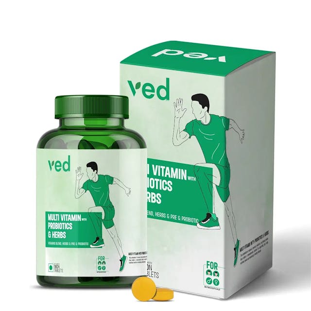 VEDayu Multivitamin Tablets for Men & Women with Probiotics & Ginseng | Multivitamin supplement with 45 Ingredients - 180 Tablets