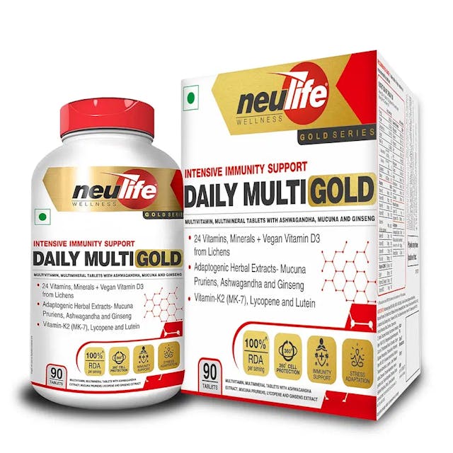 NEULIFE DAILY-MULTI GOLD Advanced Multivitamin w/MK-7, Adaptogens, Antioxidants & Natural Extracts (90 tabs)